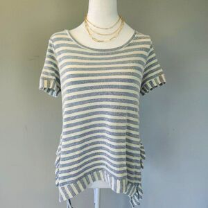 Anthro Blue & White Stripe. Size M. Twee Vineyard Fisherman Boho Cottage Normal